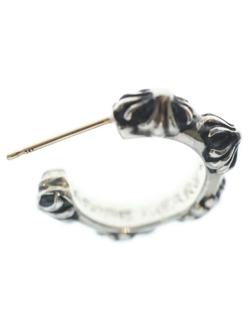 Chrome Hearts Hoop Cross Band Earrings Silver